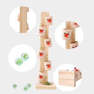 wooden marble run bucket game