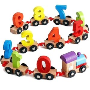 wooden number train for kids