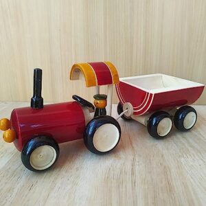 wooden tractor with trolley for kids